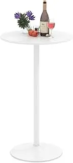 Giantex Round Bistro Table, 101.5 cm Bar Height Cocktail Table Converts into 56 cm Tall Coffee Table, High Top Pub Table with Heavy-Duty Metal Base for Home Bar, Dining Room, Restaurant