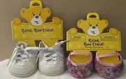 Build A Bear Set Of 2 Pink Mary Jane Sequin Sparkle Shoes & White Sneakers New