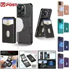 For iPhone 16e 15 14 13 12 11 Pro Max Plus X Magsafe Case Wallet Card RFID Cover
