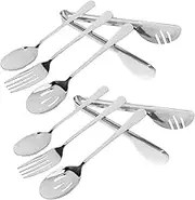 CATIEBYE Complete Stainless Steel Utensil Set 2 Spoons 2 Forks and 2 Tongs for Restaurant and Catering