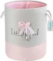 FUNNYGO Storage Bin，Cotton Collapsible Pink Organizer Basket for girls Laundry HamperToy BinsGift Baskets Bedroom ClothesBaby Nursery (Pink Lace)