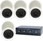 8 x 6.5in Selby in Ceiling Speakers Carbon Cone 100W Plus 4-Way Speaker Switch CS609 A1006