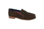 Roamers Mens Plain Suede Loafers (Dark Brown) - UTDF2431