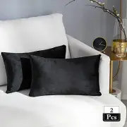 Set of 2 Rectangle Throw Pillow Covers Super Soft 20" x 12" (Pack of 2) Black