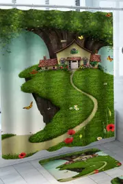 Fairy Tale House under the Tree Shower Curtain