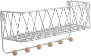 1pc Hook Rack White Shelves Wall Room Decor Wall Decor Living Room Shelf for Wall Shelves for Wall Decor Wall Storage Rack Storage Shelving Multifunctional Storage Rack Wooden