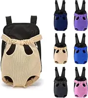 Dog Front Backpack, Outdoor Pets Shoulder Bag Chest Strap Travel Bag Legs Out Front Backpack Carrier for Dogs Cats and Rabbit (Beige, XL)