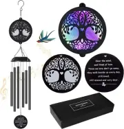 Solar Tree of Life Wind Chimes, Sympathy Wind Chimes for Loss of Loved One