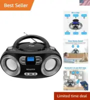Black Portable CD Boombox - Bluetooth, FM Radio & Dual 3-Inch Speakers Included