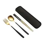3 in 1 Tableware Set Silver/Gold Color Travel Cutlery Set Kitchen Accessories