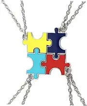 [COLLBATH] 4pcs Chain with Pendant Puzzle Necklace Colorful Necklace Girls Necklace Girl Jewelry for Girls Girl Presents Girls Family A Necklace Fashion Necklace Friendship Alloy