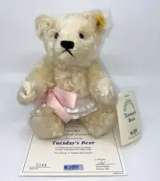 Steiff Bears Of The Week "Tuesday's Bear" - 23cm, White Mohair - EAN:654602