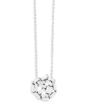 Suzanne Kalan 18K White Gold Fireworks Diamond Baguette Circle Cluster Pendant Necklace, 16-18