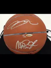LeBron James & Magic Johnson signed Basketball. L.E 15/50 UDA Upper Deck COA
