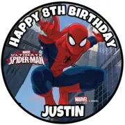 1 X 19cm SPIDERMAN Edible Cake Topper - Rice Wafer Paper Superhero PERSONALISED