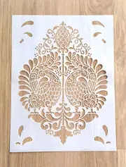 Royal Design Studio Annapakshi Indian Bird Damask Large Wall Stencil Pattern NEW