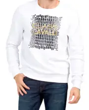 NWT Class Cavalli Men's White Croco Logo Print Sweatshirt AUTHENTIC