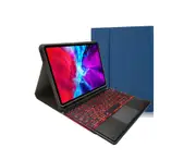 Keyboard Case with Pencil Holder and 7 Colors Touchpad Keyboard for iPad 9.7/10.2/10.5 - Blue