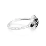 Sterling Silver 0.44Ct Natural Blue Sapphire with 32White Zirconia Ring, Q