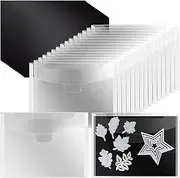 Vmiapxo 48 Pcs Magnetic Sheets for Die Storage, Plastic Stamp and Die Cut Storage Envelopes, Reusable Sticker Organizer Pockets or Receipt Holder for Card Making (5x7 Inch, 24pcs Sheets+ 24pcs Bags)