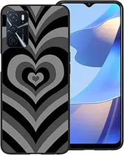 [zaztify] Phone Case for Oppo A16s/A16/A54s/A55 5G/A53s 5G/A54 4G/A55 4G, Black Heart Tunnel Center Love Swirl Cute Pattern Shockproof Protective Anti-Slip Thin Slim Soft Cover Shell