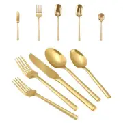 Silverware 45-Piece Gold Flatware Set with Serving Utensils Stainless Steel T...
