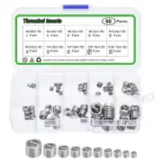 60Pcs Helical Threaded Inserts, 10Sizes 304 Stainless Steel Threaded Socket