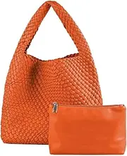 [SLHFPX] Hand Woven Bag Tote Bag For Women Vegan Leather handle handbag Travel Shoulder Bag Hobo Bag Beach Bag With Purse