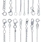 925 Sterling Silver box, snake, flat oval cable, rope diamond cut chain necklace