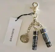 NEW Brahmin Melbourne Double Tassel Gold Schooner Medallion Charm Key Fob Ring