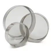 3-Piece Fine Mesh Sieve Strainer Set, Stainless Steel Professional Round Flou...