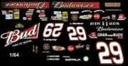#29 Kevin Harvick Budweiser RCR 2012 1/64th HO Scale Slot Car Waterslide Decals