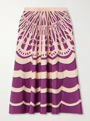 [La DoubleJ] La DoubleJ - Printed Satin Midi Skirt - Purple - small small Purple