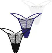 [KEOYA] Women's Sexy Glitter Thong See Through Lace Bikini Underwear Breathable Cutout G-String Panties