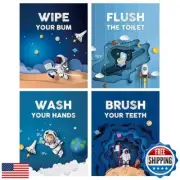 FALJIOK Funny Outer Space Planet Bathroom Wall Art Prints Decor, Inspirationa