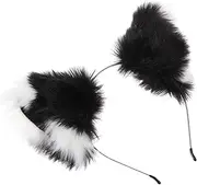 [MOBUTOFU] 1pc Cat Fox Ears Headband Black Cat Ears Headband Prom Hair Clips Stuffed Costume Clothing Furry Ears Headphones Animal Simulation Plush Filling Child Issue Card White