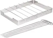 Skewer Rack Set for Grill,12pcs 12inch Stainless Steel Square Barbecue Skewers Shish Kabob and Foldable Grill BBQ Racks Set for Party and Cookout (Barbecue Skewers Rack Set 12p+1)