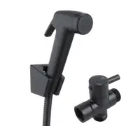 Black Shower Head Douche Bidet Toilet Spray Jet Shattaf Kit+Brass Diverter