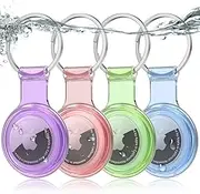 4-Pack Airtag Holder Keychain, Airtag Cover Waterproof 360° Full-Body Protective Case for Airtag, Compatible with Apple AirTags for Bags, Keys, Pets and Valuables (Multi-Color)