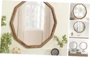 Wood Mirror for Wall, 24 Inch Rustic Farmhouse Mirror with Wood Frame,