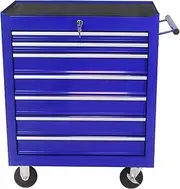 WZZHHJ 7-Drawer Multi-Function Tool Cart with Wheels Reinforced Powder-Coated Steel Structure | Ball Bearing Drawers for Smooth Opening and Closing | Lockable Safety Design (Blue)