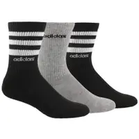 在飛比找ETMall東森購物網優惠-Adidas 2019女時尚灰黑色白條紋中統襪混搭3入組