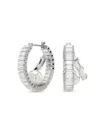 Swarovski Ariana Grande Imitation Pearl & Crystal Baguette Small Hoop Earrings