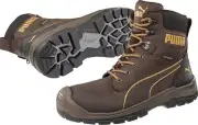 Puma Men's 630915 Conquest 7" Brown Waterproof Zip Soft Toe Work Boots Size 12