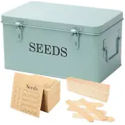 Seed Saving Box, Metal Seed Bin, Seed Storage Organizer Box, Seed Packet Cont...