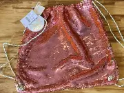 NEW J.CREW CREWCUTS PINK & GOLD GLITTER SEQUINS FLIPPABLE BAG PURSE