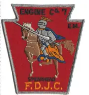 Jersey Cit, NJ Engine 7 Spearhead Red Design NEW Fire Patch