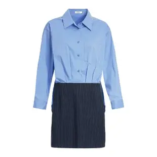 【OUWEY 歐薇】OL風襯衫西裝裙洋裝(藍色；S-L；3233397020)