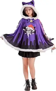 [Micotaku] Womens Christmas Hooded Cloak Gothic Pattern Poncho Purple Cape Coat