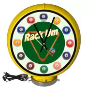 Pool Room Billiards Yellow Lighted Gas Pump Globe Advertising Style Quartz Clock